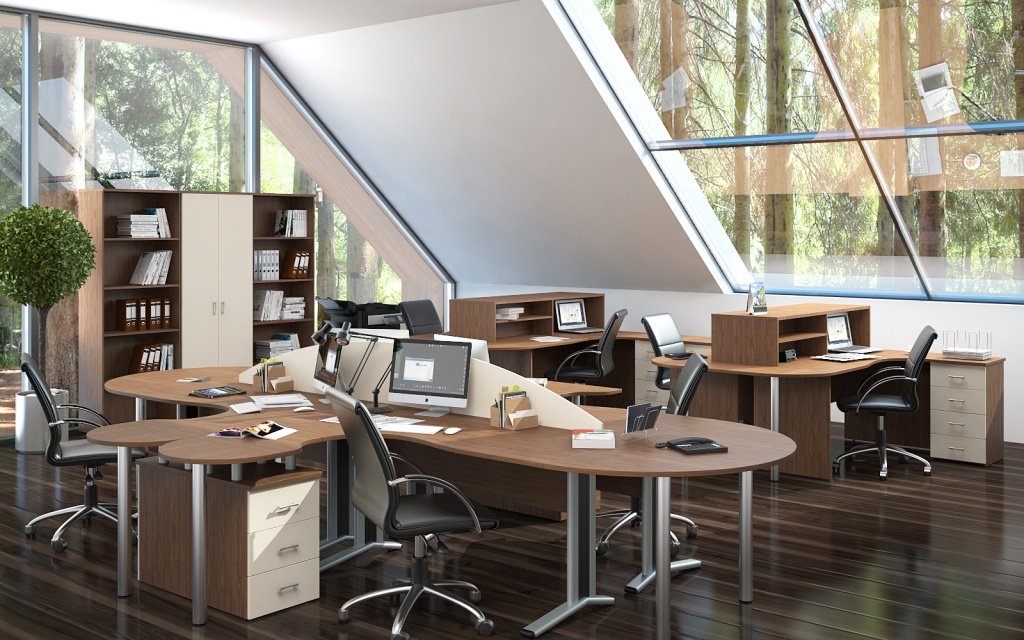 Офисная мебель цвета орех Монолит - вид 4